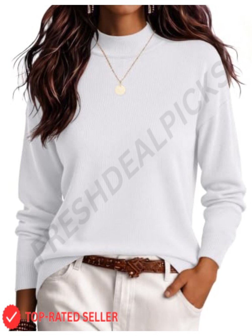 Soft Lightweight Knit Turtleneck Long Sleeve Pullover Sweater